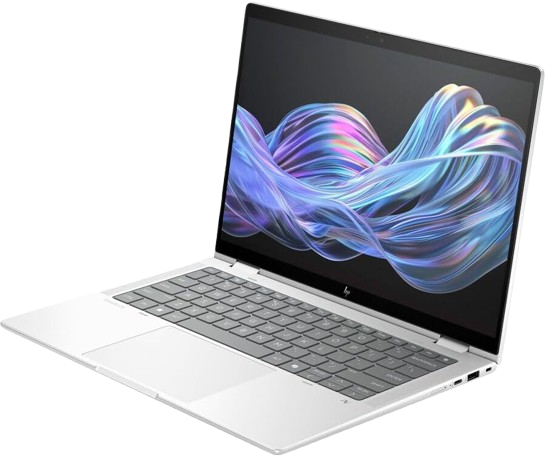 “HP EliteBook X Flip G1i 14-inch Next-Gen AI PC: convertible flip notebook with a 14-inch WUXGA (1920×1200) touch display, powered by an Intel Core Ultra 7 “258V” octa-core processor, 32 GB RAM (on-board + module), 512 GB SSD, integrated Intel graphics.”