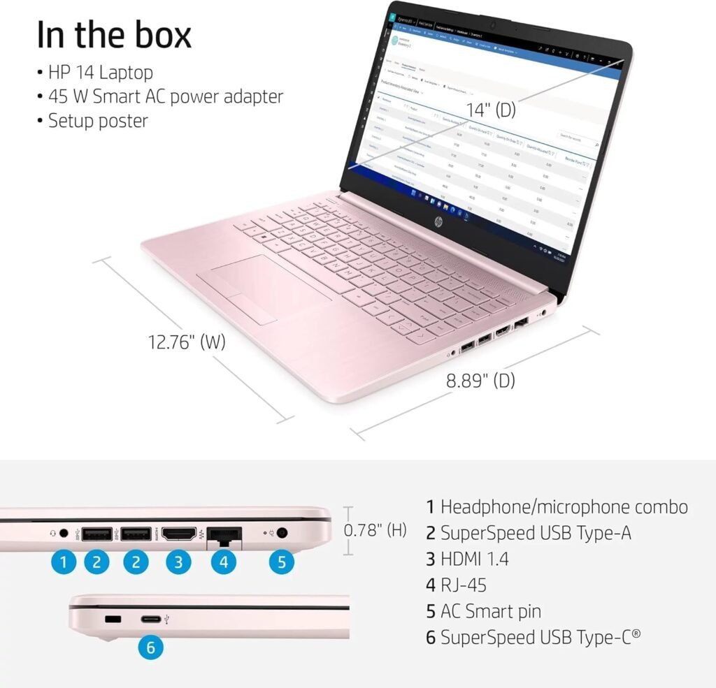 HP Stream 14 cf2112wm – Pink, Celeron N4020, 4 GB RAM, 64 GB eMMC, Windows 11 S Mode, Microfiber Cloth