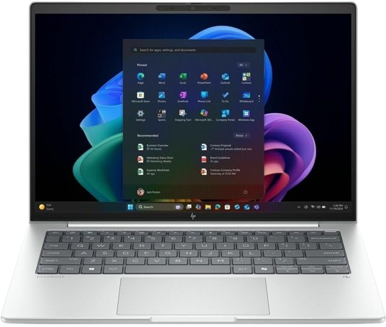 HP EliteBook 8 G1i 16-inch touchscreen laptop in glacier silver aluminum finish, viewed from slightly above and front-on.
 