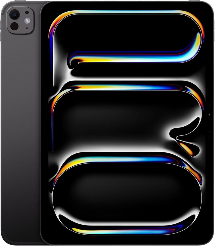 Space Black 11-inch iPad Pro (M4) front view showing the edge-to-edge Ultra Retina XDR display.